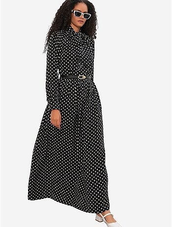 Vestido camiseiro maxi de bolinhas bdart