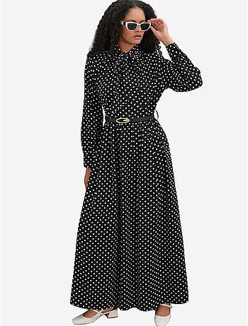 Vestido camiseiro maxi de bolinhas bdart