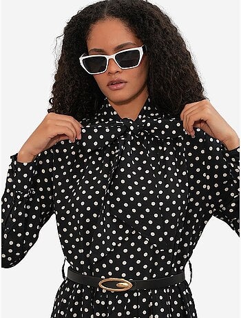 Vestido camiseiro maxi de bolinhas bdart