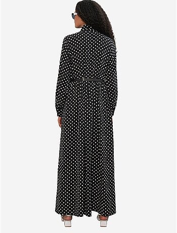Vestido camiseiro maxi de bolinhas bdart
