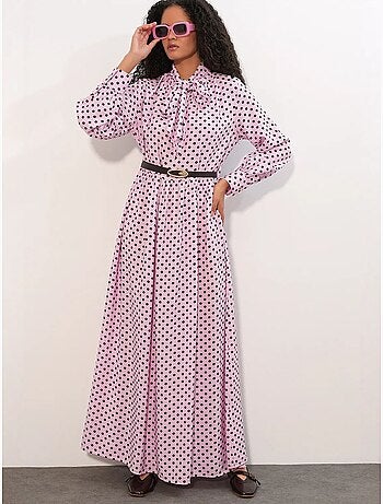 Vestido camiseiro maxi de bolinhas bdart