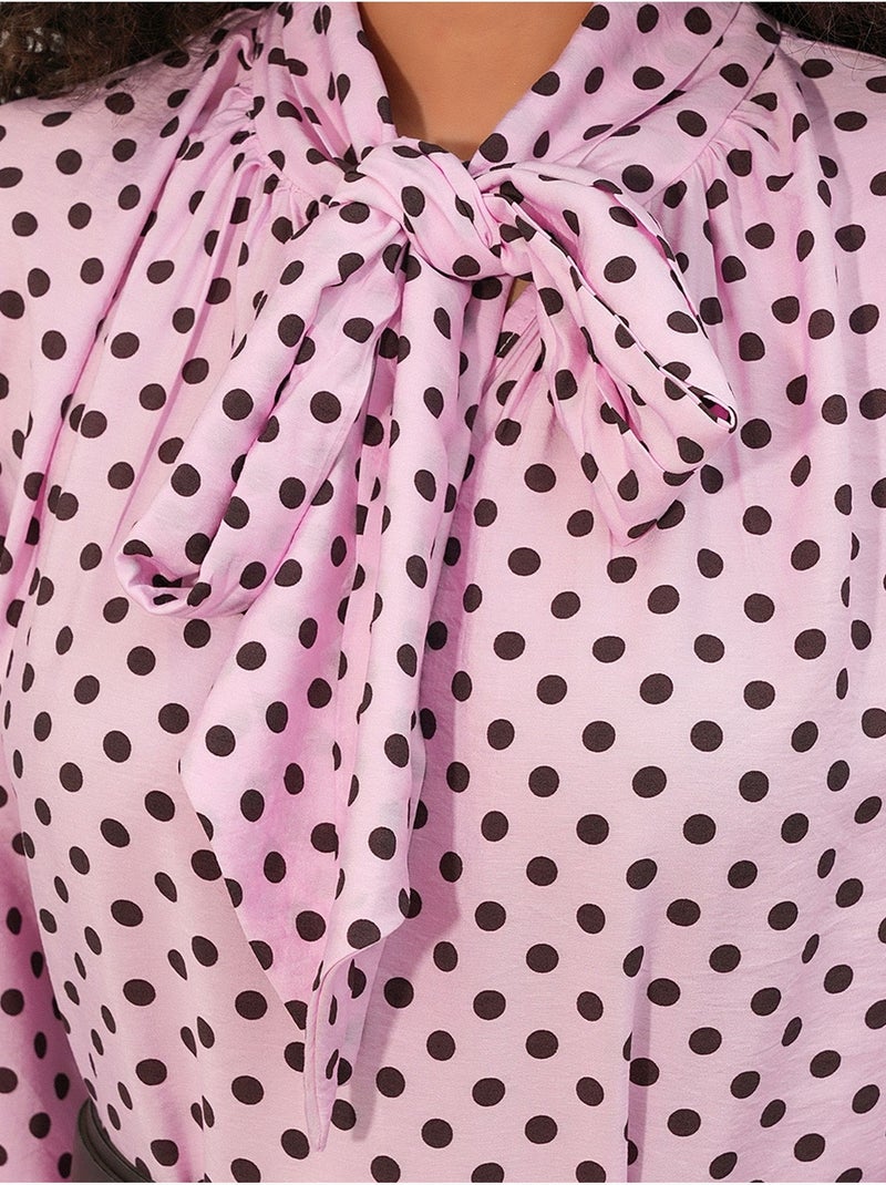 Vestido camiseiro maxi de bolinhas bdart Rosa - Kiabi
