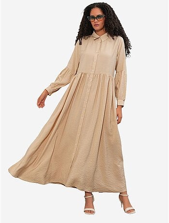 Vestido camiseiro maxi de corte largo e folgado bdart