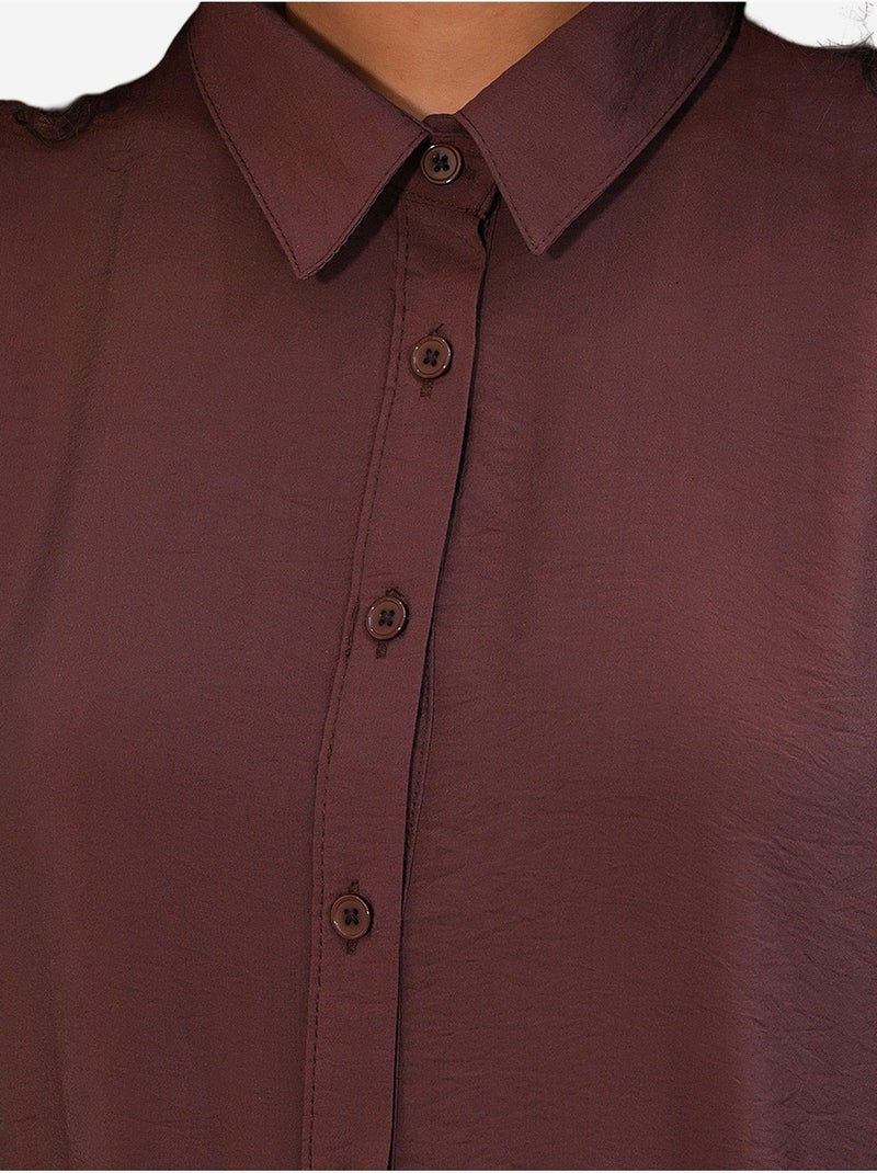 Vestido camiseiro maxi de corte largo e folgado bdart Castanho - Kiabi