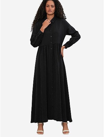 Vestido camiseiro maxi de corte largo e folgado bdart