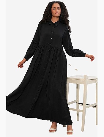 Vestido camiseiro maxi de corte largo e folgado bdart