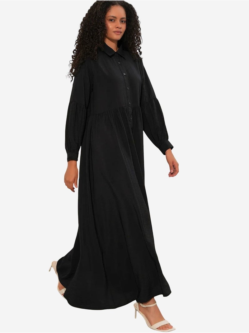 Vestido camiseiro maxi de corte largo e folgado bdart Preto - Kiabi