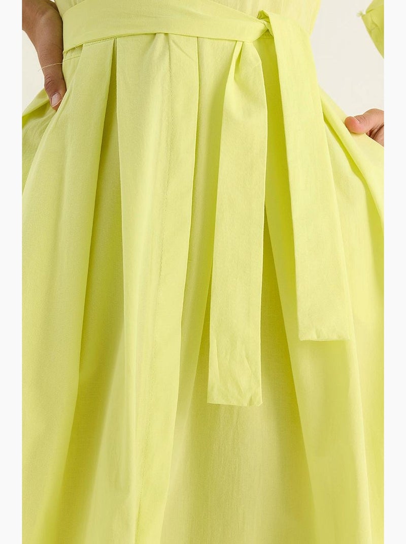 Vestido camiseiro maxi lucci Amarelo-limão - Kiabi