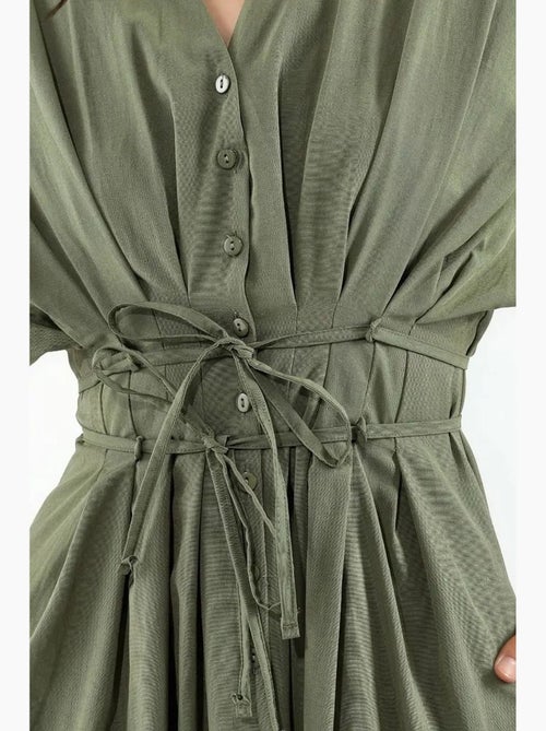 Vestido camiseiro midi casual com decote em v busem - Kiabi Vestido camiseiro midi casual com decote em v busem - Kiabi