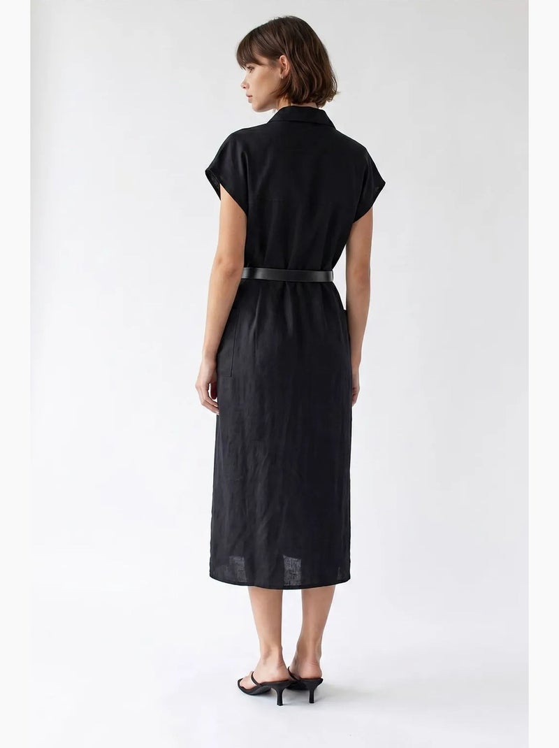 Vestido camiseiro midi com cinto mixray Preto - Kiabi