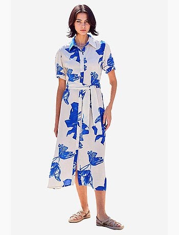 Vestido camiseiro midi com estampado zebra e cinto bdart