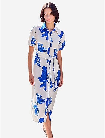 Vestido camiseiro midi com estampado zebra e cinto bdart