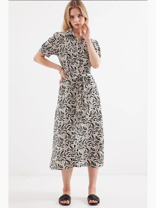 Vestido camiseiro midi com estampado zebra e cinto bdart - Kiabi Vestido camiseiro midi com estampado zebra e cinto bdart - Kiabi