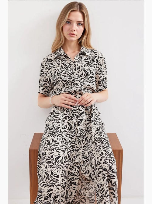Vestido camiseiro midi com estampado zebra e cinto bdart - Kiabi Vestido camiseiro midi com estampado zebra e cinto bdart - Kiabi