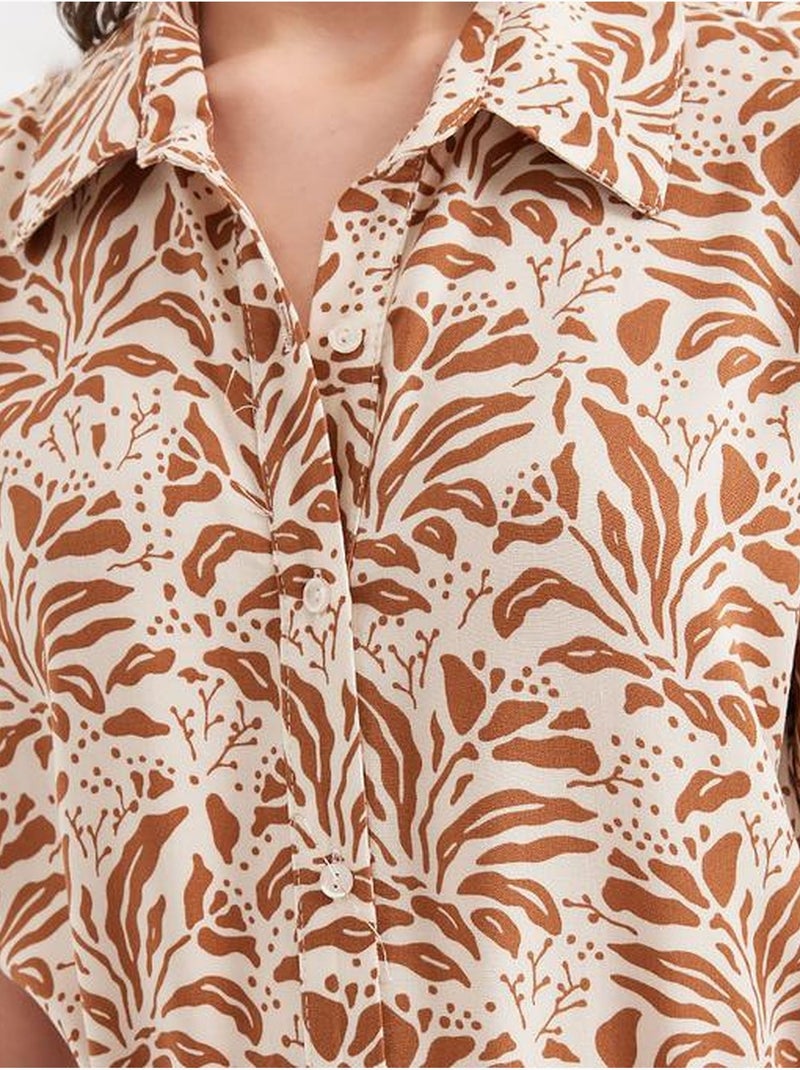 Vestido camiseiro midi com estampado zebra e cinto bdart Greige - Kiabi