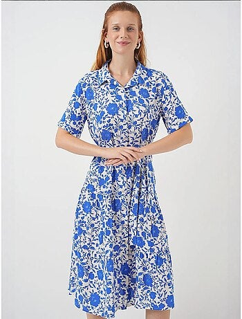 Vestido camiseiro midi com padrão bdart