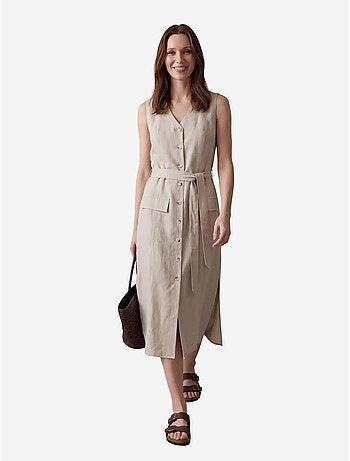 Vestido camiseiro midi de mulher de popelina de algodão my fashion