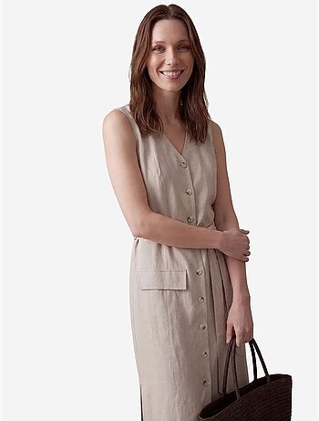Vestido camiseiro midi de mulher de popelina de algodão my fashion