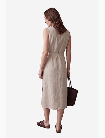 Vestido camiseiro midi de mulher de popelina de algodão my fashion