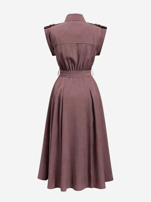 Vestido camiseiro midi em linha a texturizado com cinto mixray - Kiabi Vestido camiseiro midi em linha a texturizado com cinto mixray - Kiabi