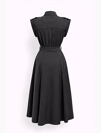 Vestido camiseiro midi em linha a texturizado com cinto mixray