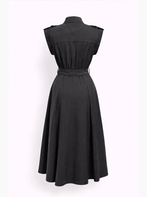 Vestido camiseiro midi em linha a texturizado com cinto mixray - Kiabi Vestido camiseiro midi em linha a texturizado com cinto mixray - Kiabi