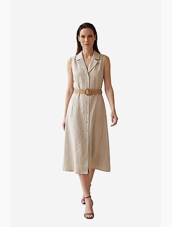 Vestido camiseiro midi sem mangas my fashion