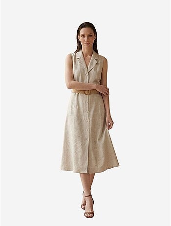 Vestido camiseiro midi sem mangas my fashion