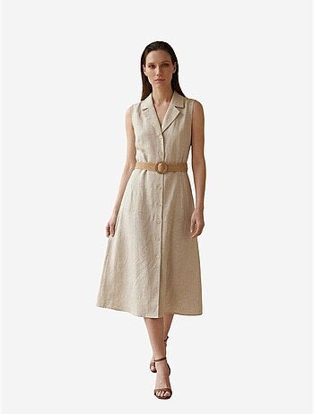 Vestido camiseiro midi sem mangas my fashion