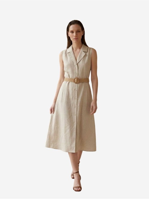 Vestido camiseiro midi sem mangas my fashion - Kiabi Vestido camiseiro midi sem mangas my fashion - Kiabi