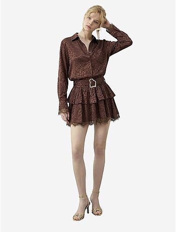 Vestido camiseiro mini com estampado de leopardo e cinto lucci