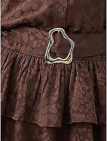 Vestido camiseiro mini com estampado de leopardo e cinto lucci