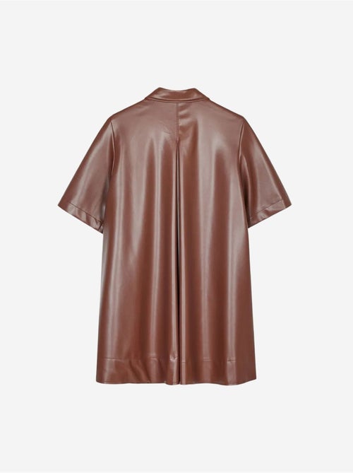Vestido camiseiro mini em pele sintética de corte largo dilvin - Kiabi