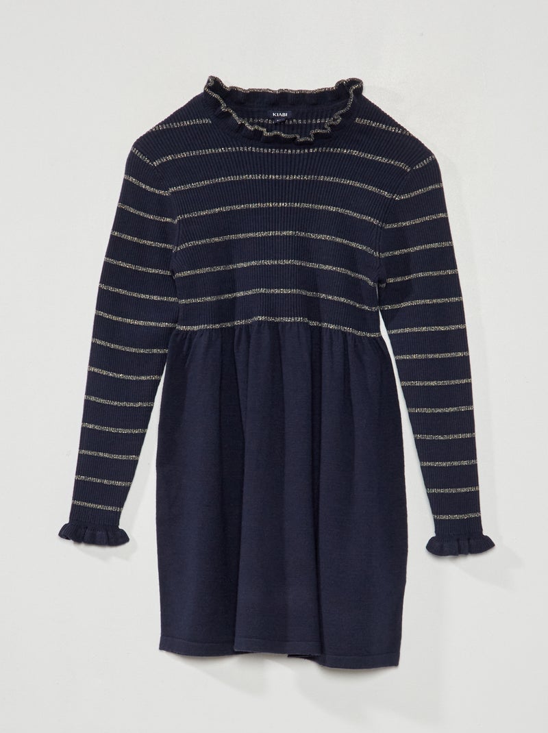 Vestido-camisola às riscas AZUL - Kiabi