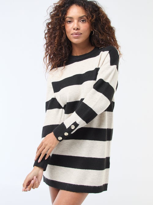 Vestido camisola às riscas - Kiabi