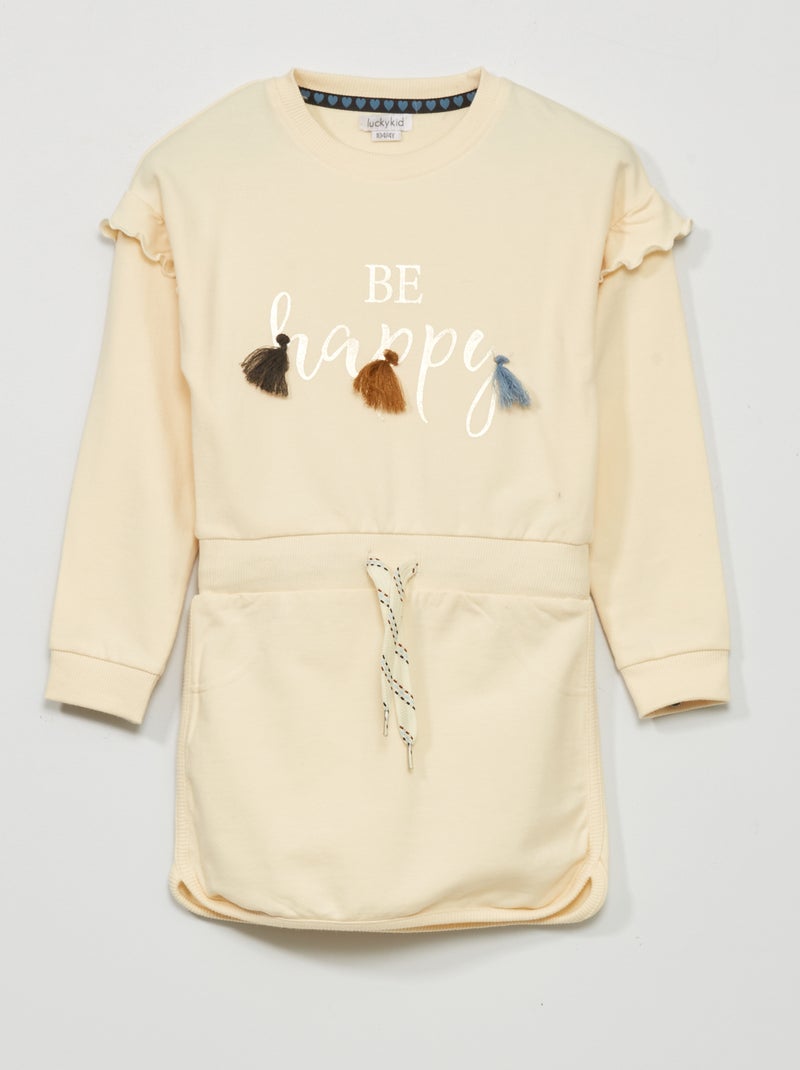 Vestido-camisola 'Be happy' BEGE - Kiabi