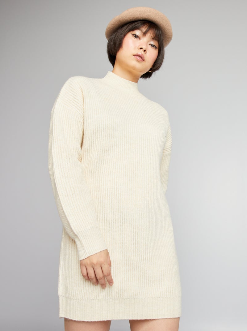 Vestido-camisola canelado BEGE - Kiabi