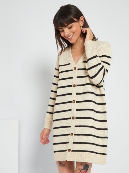 Vestido-camisola com abertura com botões - Kiabi