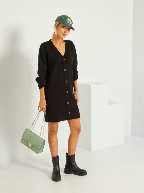 Vestido-camisola com abertura com botões - Kiabi