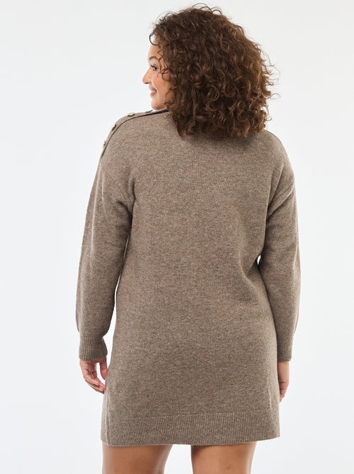 Vestido camisola com botões decorativos no ombro - Kiabi