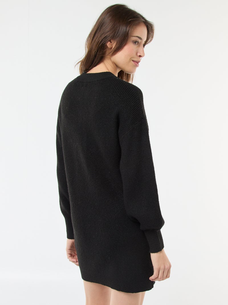Vestido camisola com botões dourados Preto - Kiabi