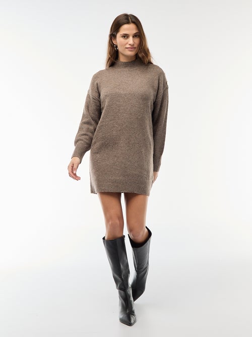 Vestido camisola com botões fantasia - Kiabi