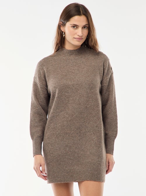 Vestido camisola com botões fantasia - Kiabi