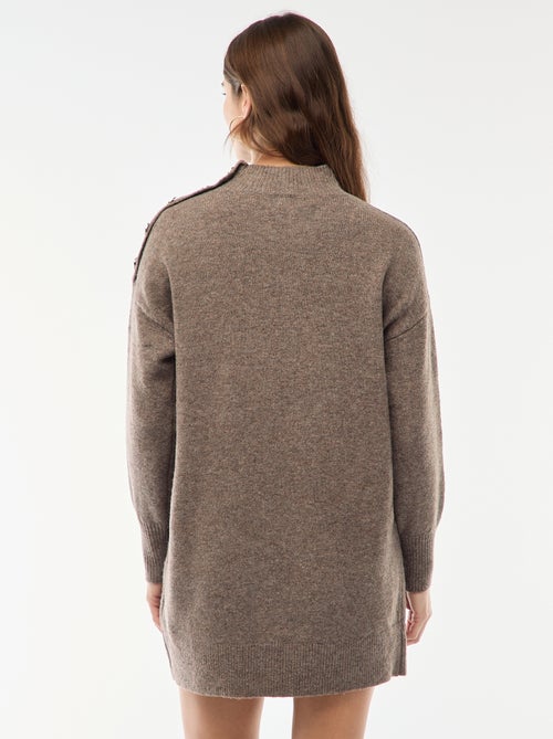 Vestido camisola com botões fantasia - Kiabi