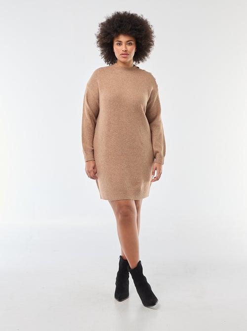 Vestido camisola com botões fantasia no ombro - Kiabi