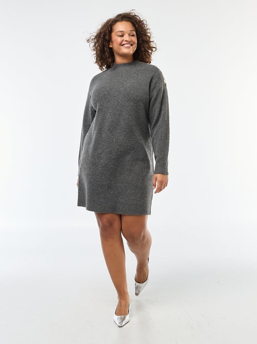 Vestido camisola com botões fantasia no ombro - Kiabi