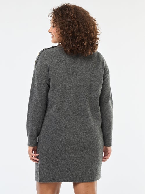 Vestido camisola com botões fantasia no ombro - Kiabi