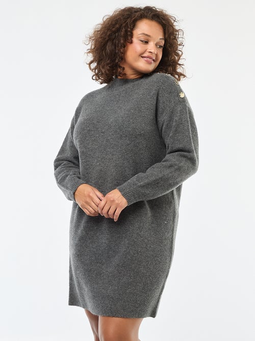 Vestido camisola com botões fantasia no ombro - Kiabi