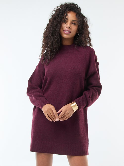 Vestido camisola com botões fantasia - Kiabi