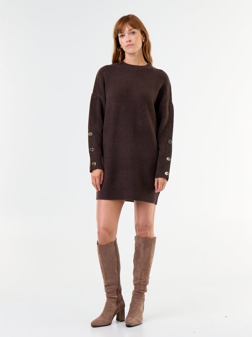 Vestido camisola com botões martelados - Kiabi